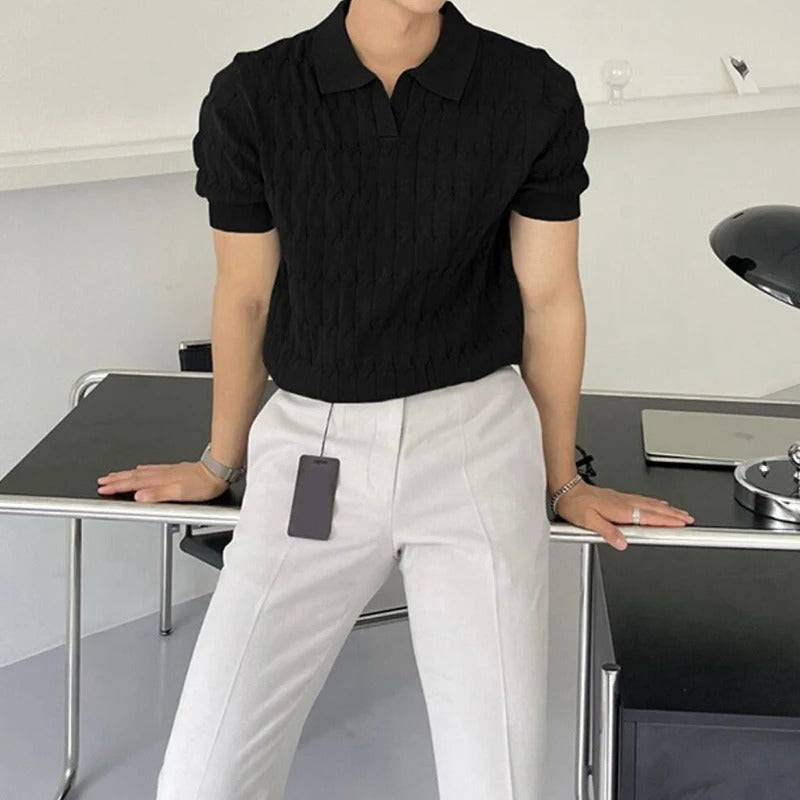 Polo en maille jacquard pour hommes