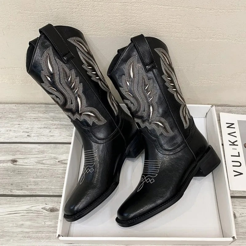 Bottes de cow-boy à broderie vintage pour femmes