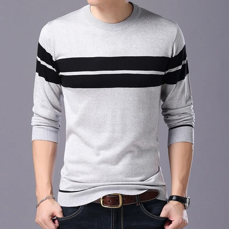 Pull-over patchwork à col rond pour hommes