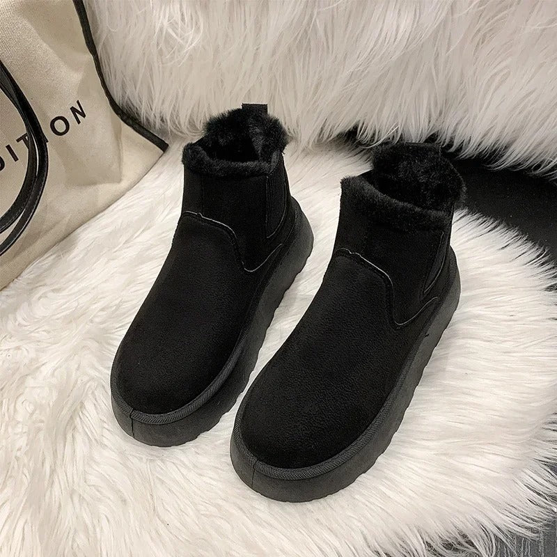 Bottines en peluche en fourrure pour femmes