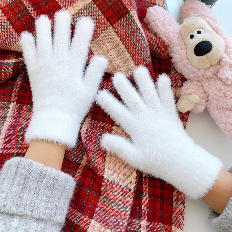 Gants d'hiver en velours de vison