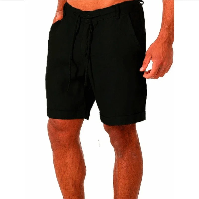 Shorts en coton et lin pour hommes