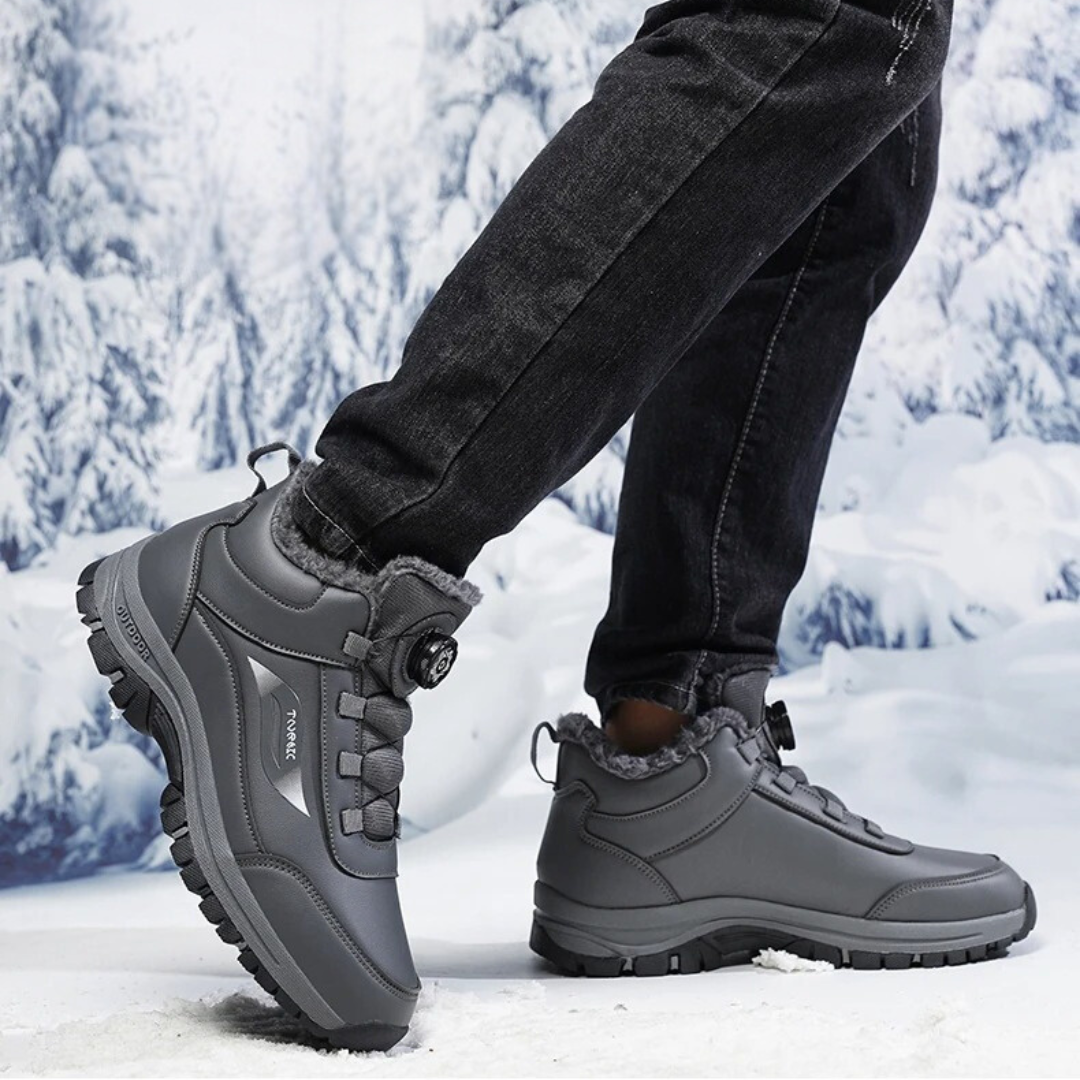 Bottines imperméables à fond plat en peluche