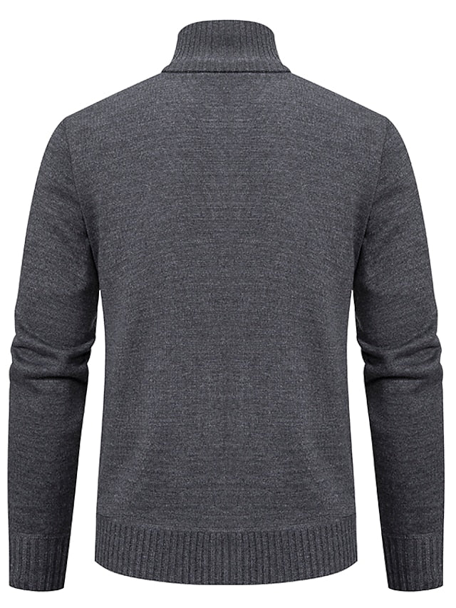 Pull pour homme à fermeture éclair en tricot doux élégant-2