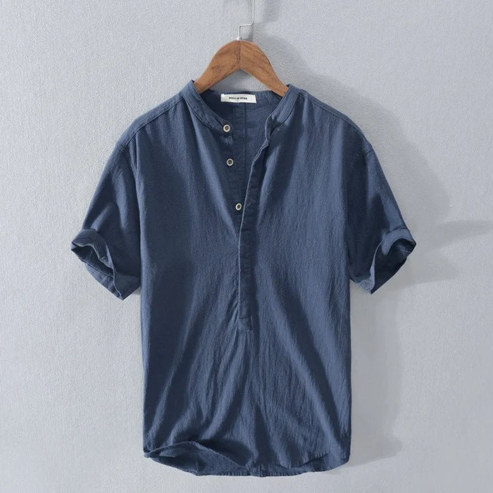 Variant image for Chemise Homme Manches Courtes Style Décontracté en Lin Respirant-17