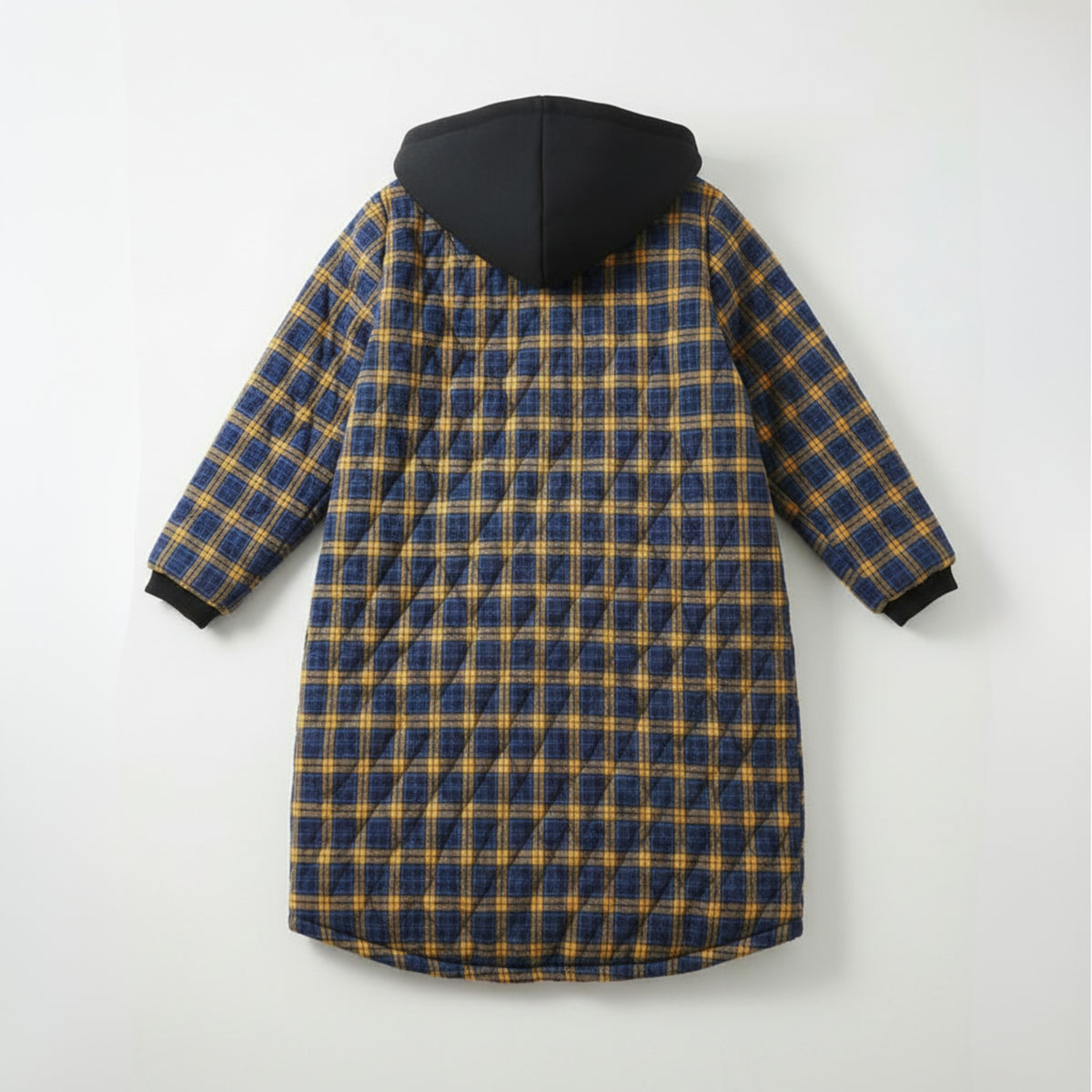 Parka d'hiver à capuche avec poches à carreaux