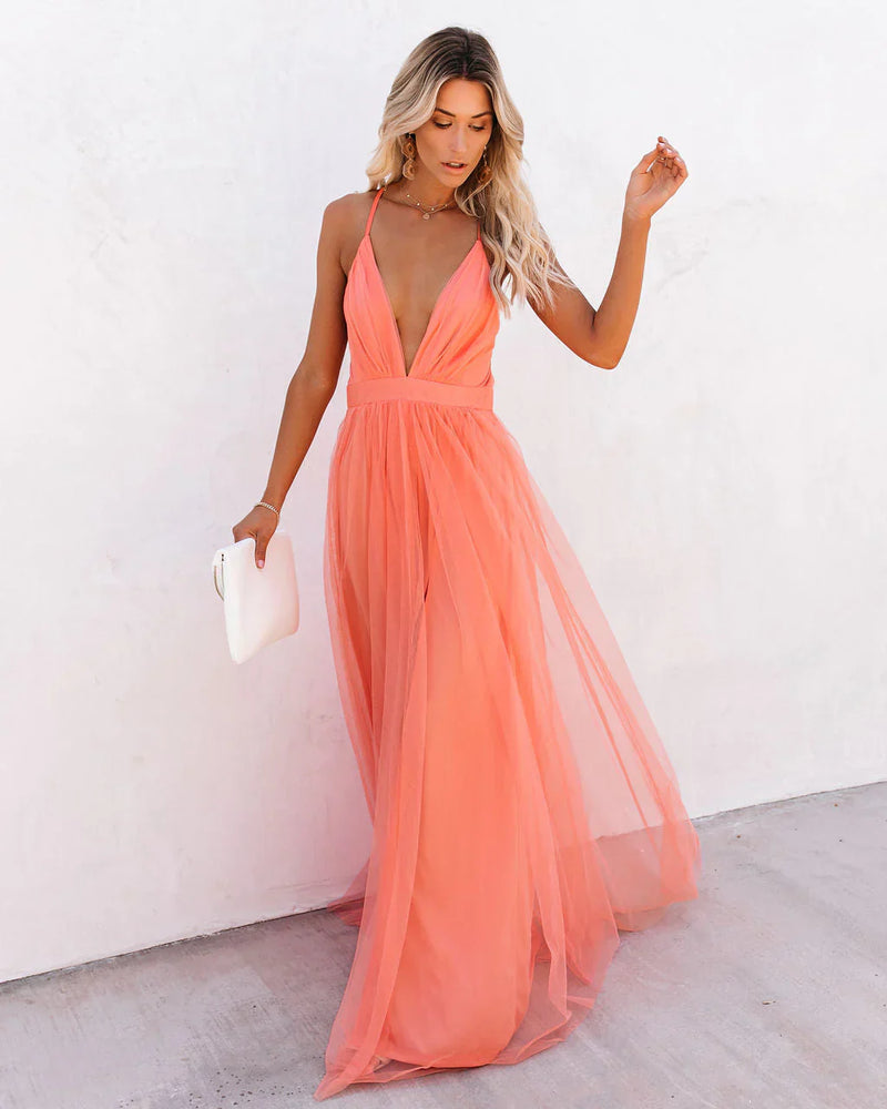 Robe Longue Femme Élégante Fluide Tissu Léger-4