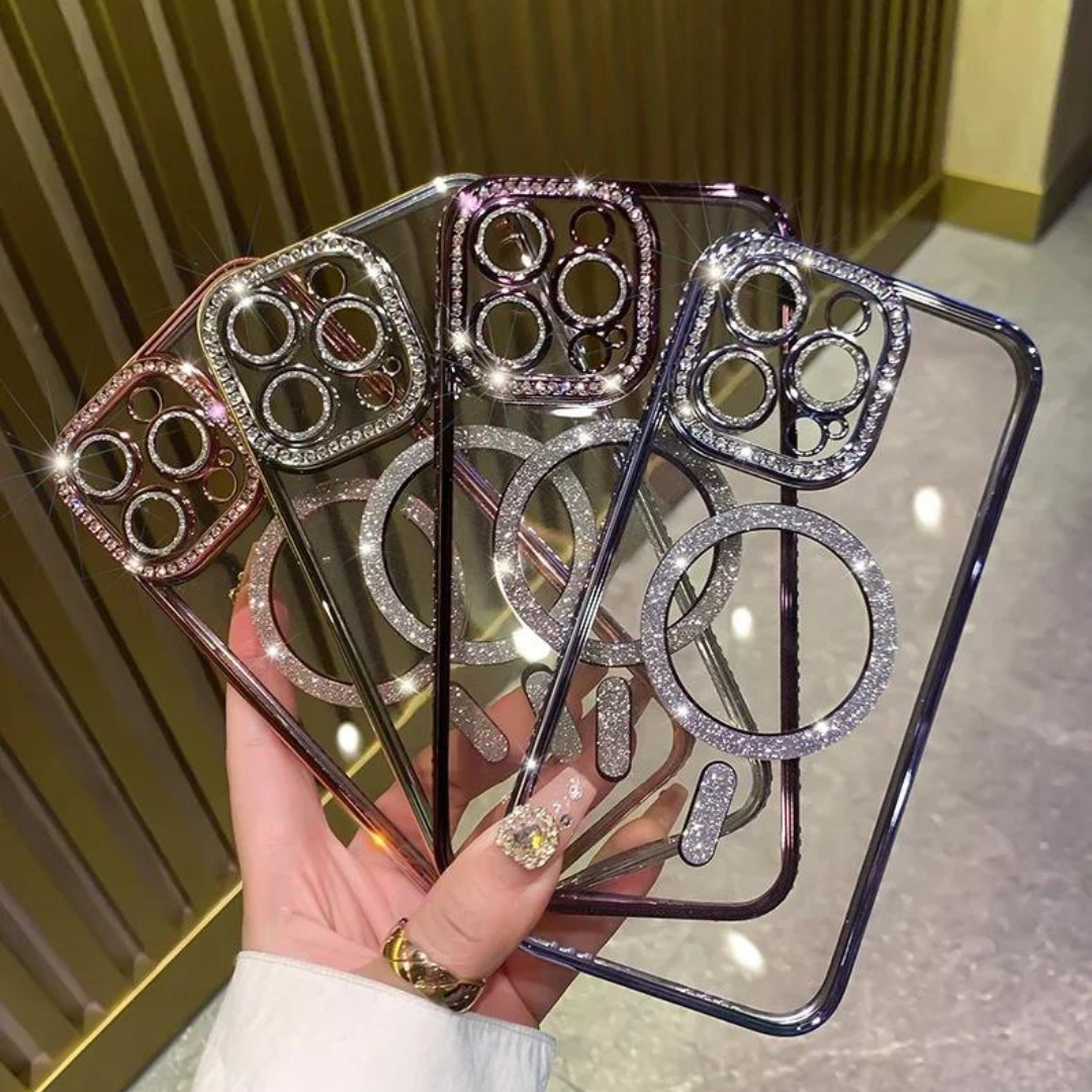 Étui de téléphone à diamants scintillants