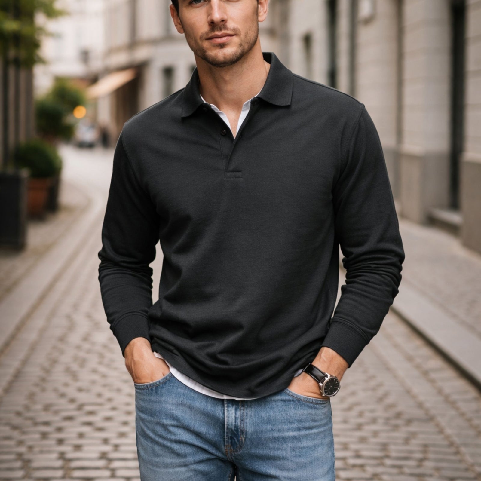 Polo à Manches Longues pour Hommes Chic
