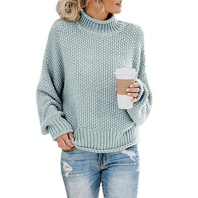 Variant image for Pull Col Roulé Femme Élégant en Laine Chaude-13