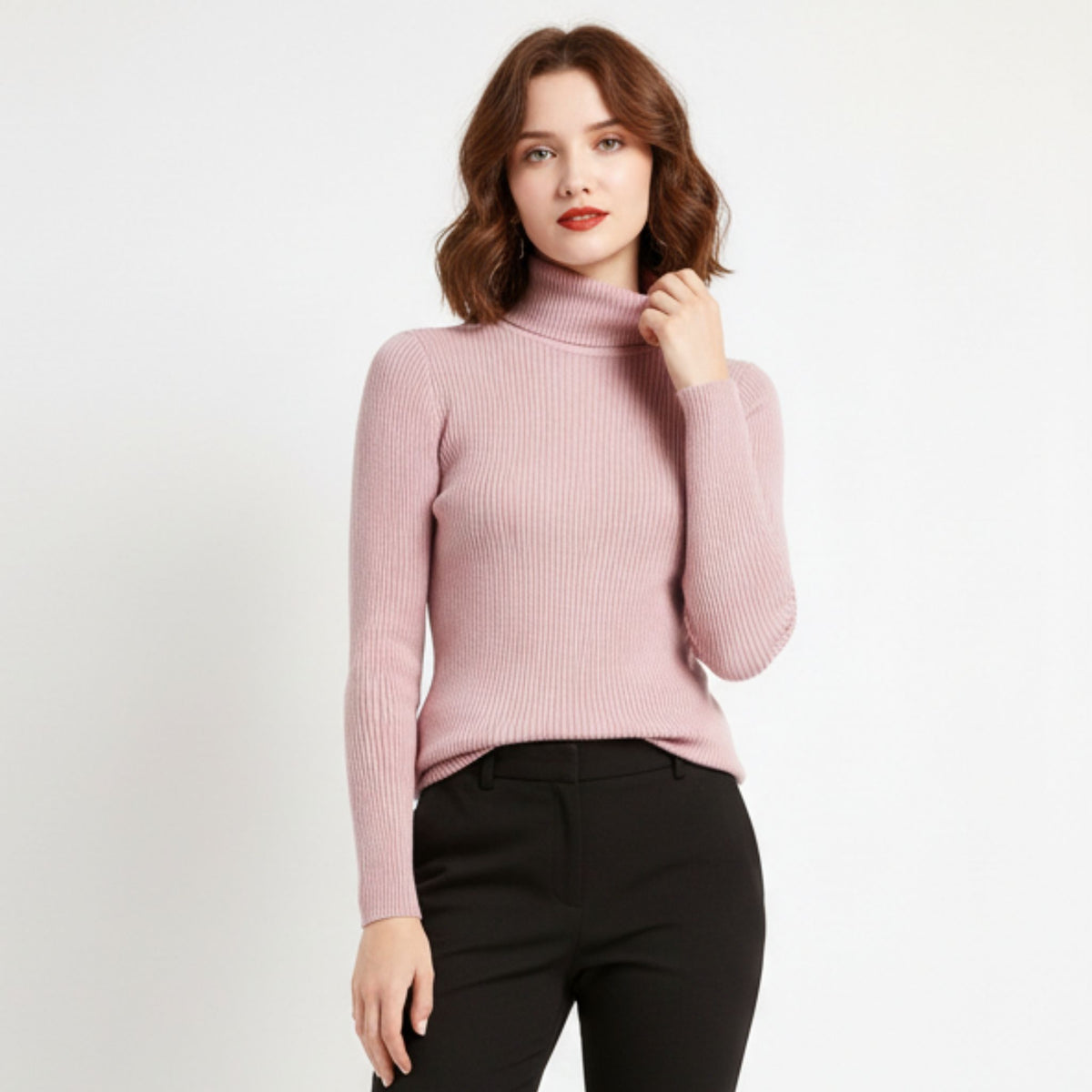 Pull à col roulé en cachemire pour femmes