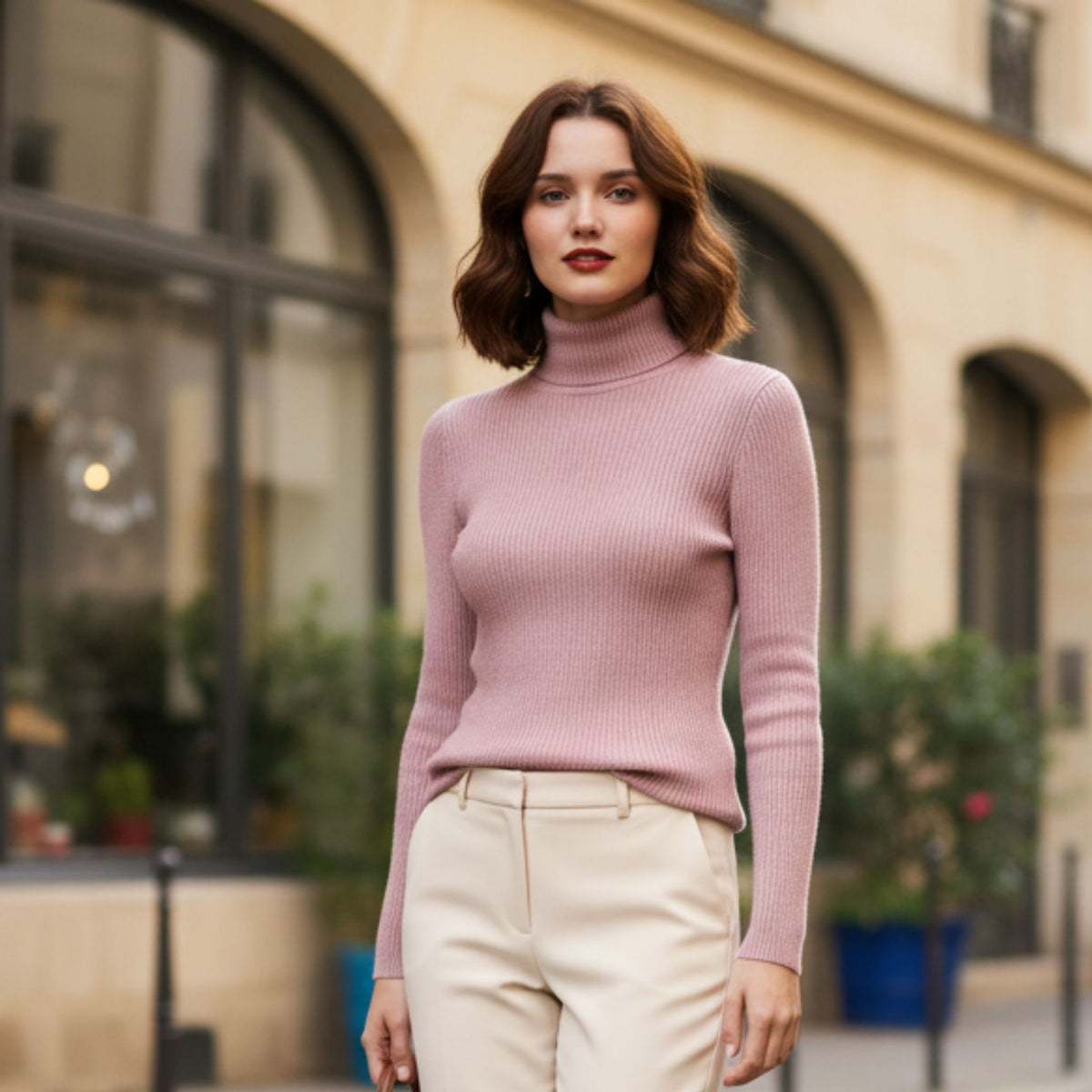 Pull à col roulé en cachemire pour femmes