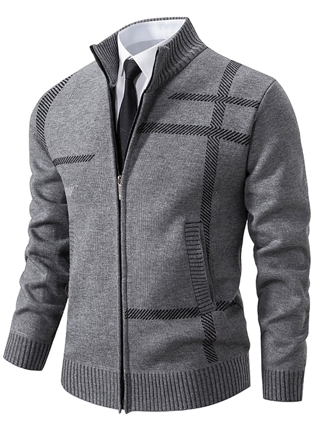 Variant image for Pull pour homme à fermeture éclair en tricot doux élégant-9