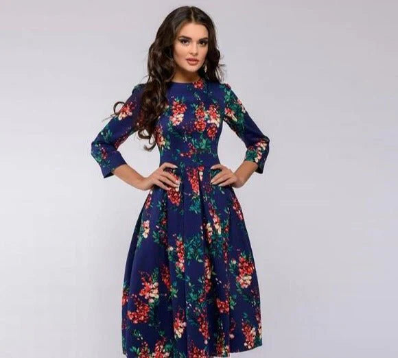 Variant image for Robe Femme Midi Élégante Rétro 100% Polyester-41
