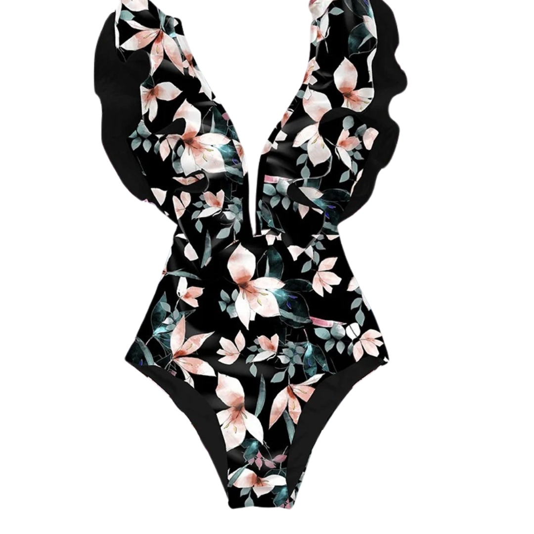 Maillot de bain à volants imprimé floral pour femmes
