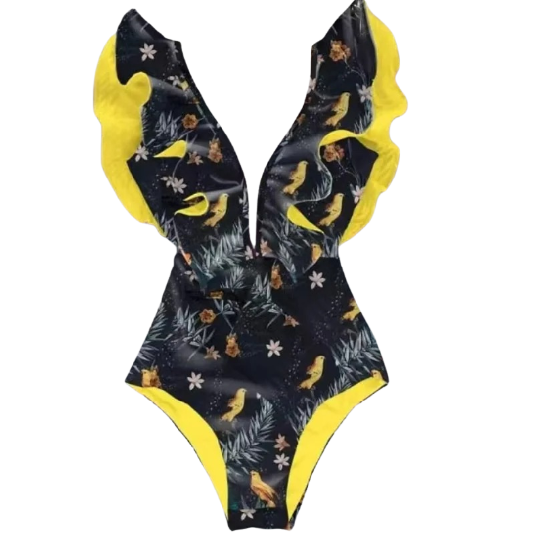 Maillot de bain à volants imprimé floral pour femmes