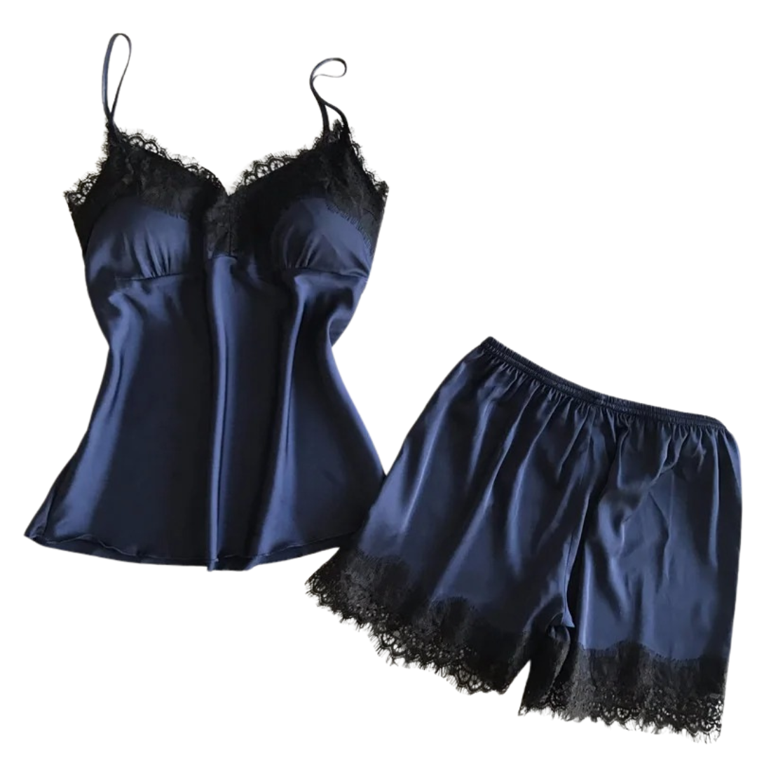 Ensemble de pyjamas en satin à col en V pour femmes