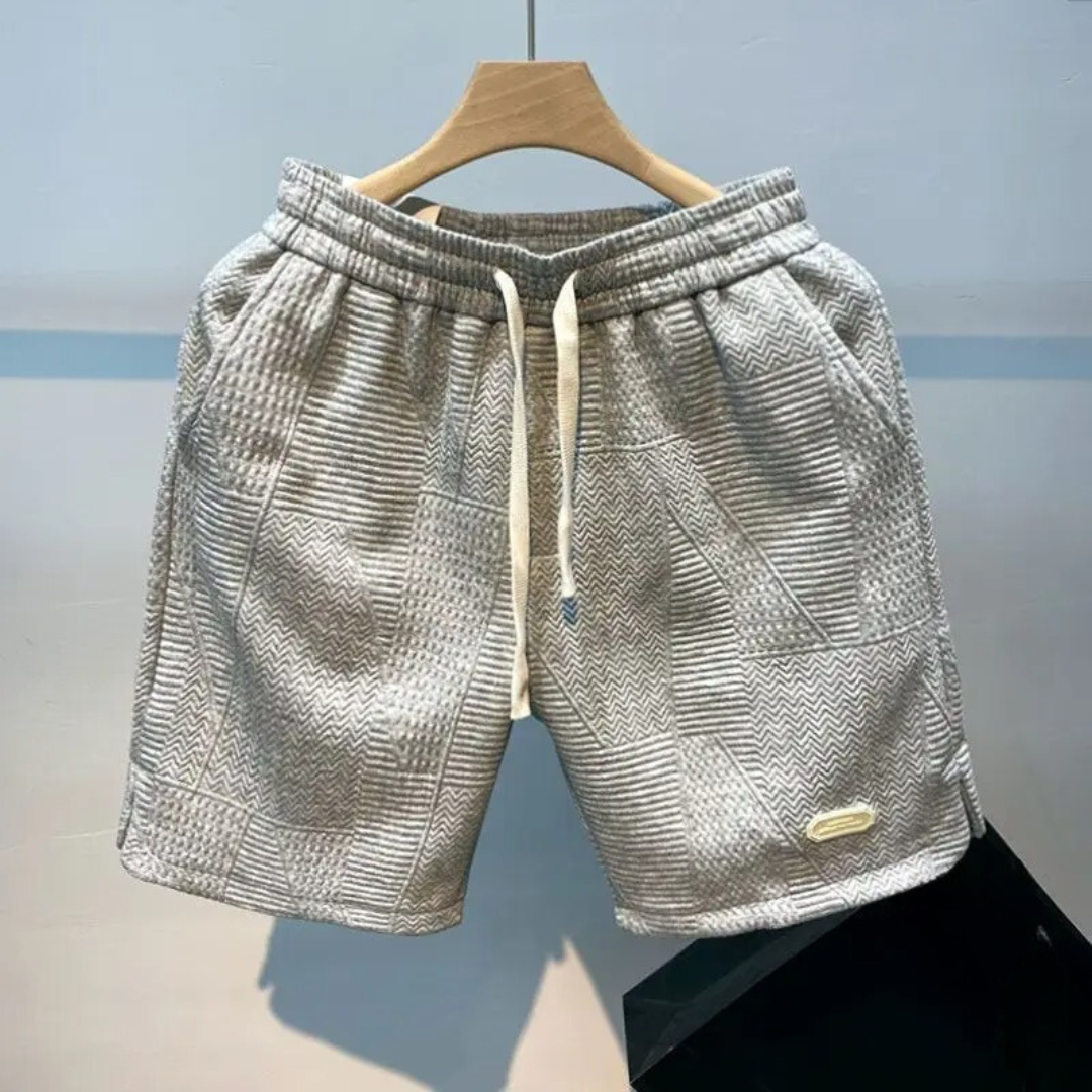 Short à cordon de serrage à motif ondulé pour hommes