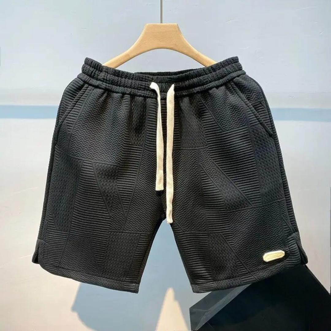 Short à cordon de serrage à motif ondulé pour hommes
