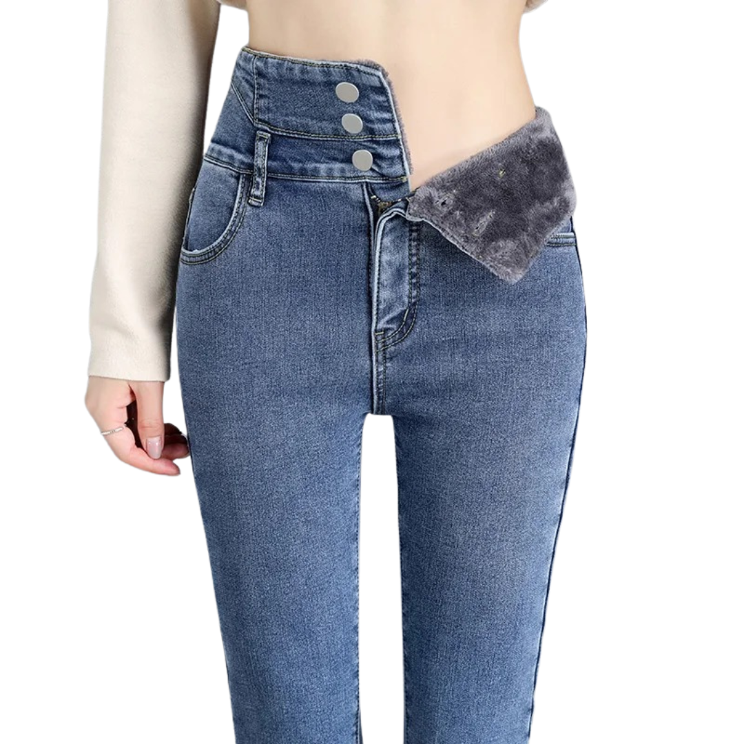 Jeans Skinny Thermique Taille Haute