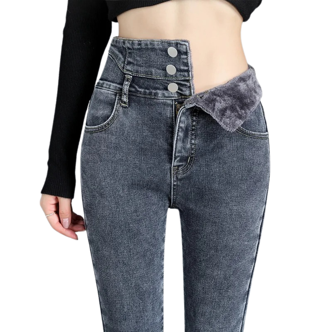 Jeans Skinny Thermique Taille Haute