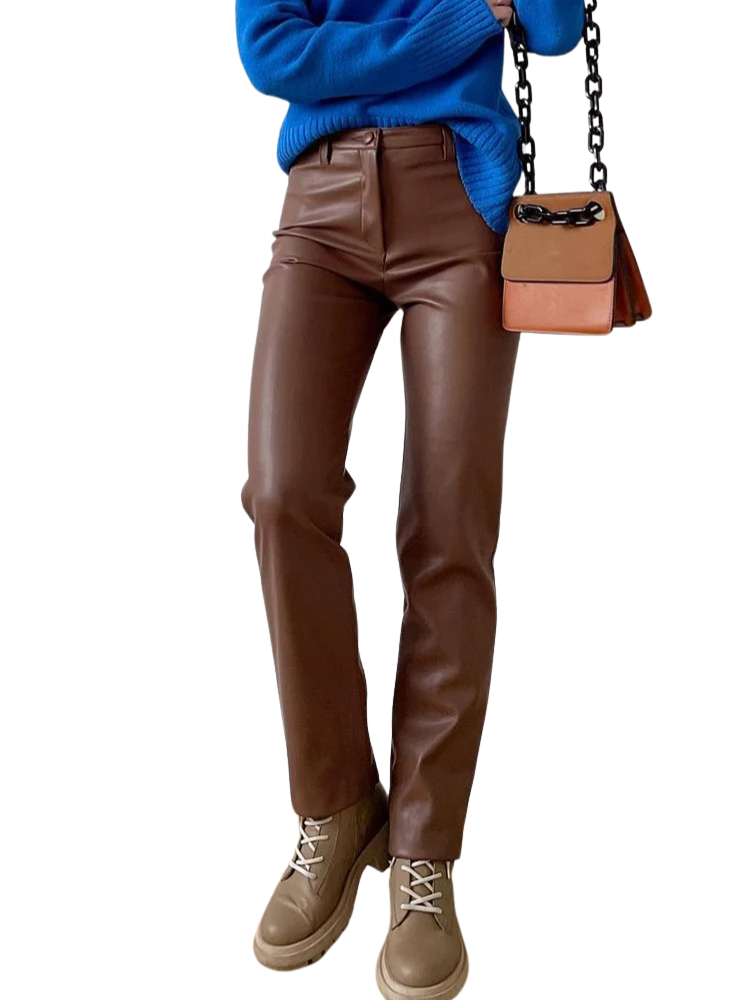 Pantalon classique en cuir pour femmes