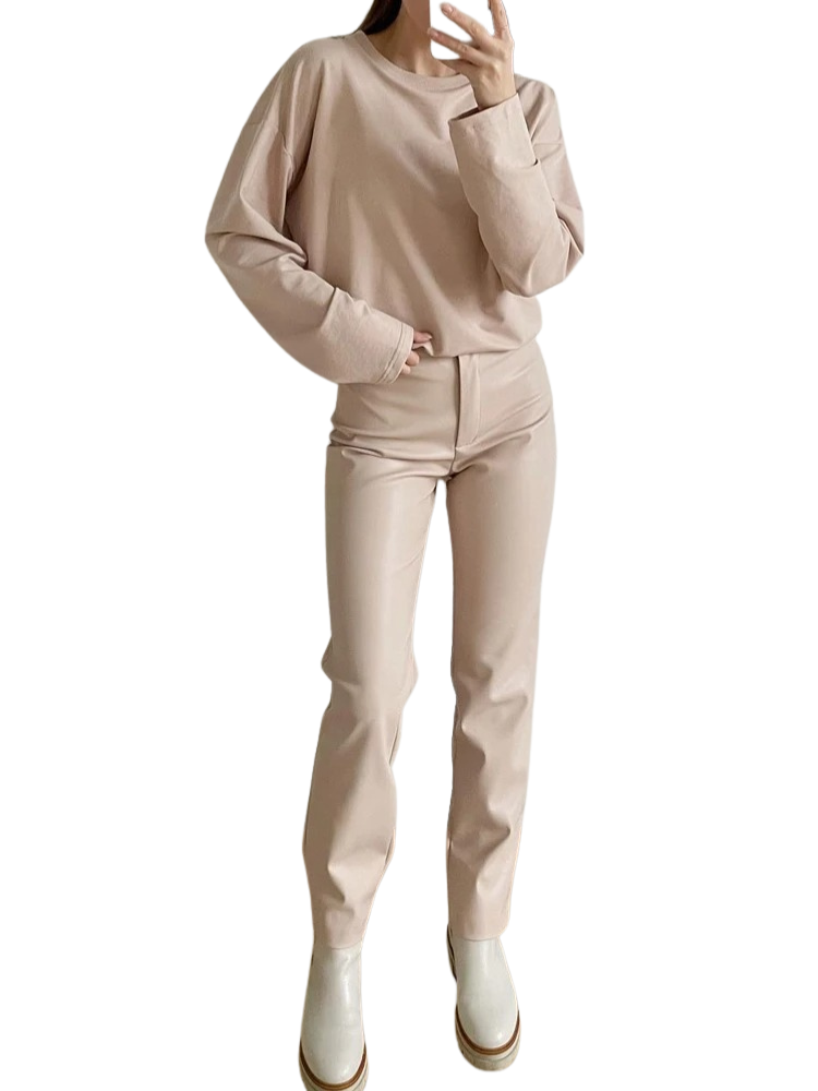 Pantalon classique en cuir pour femmes