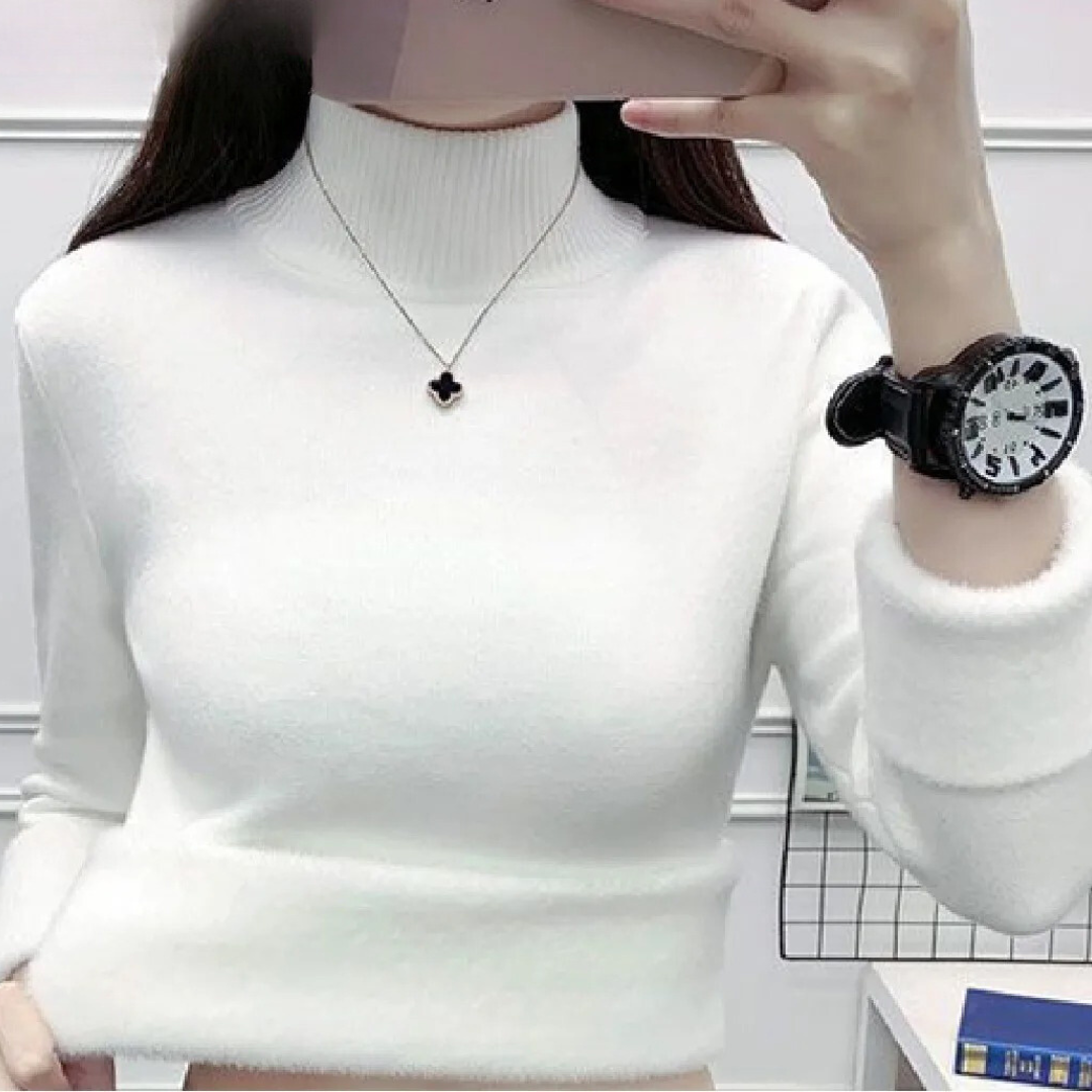 Pull à col roulé doublé de velours pour femmes
