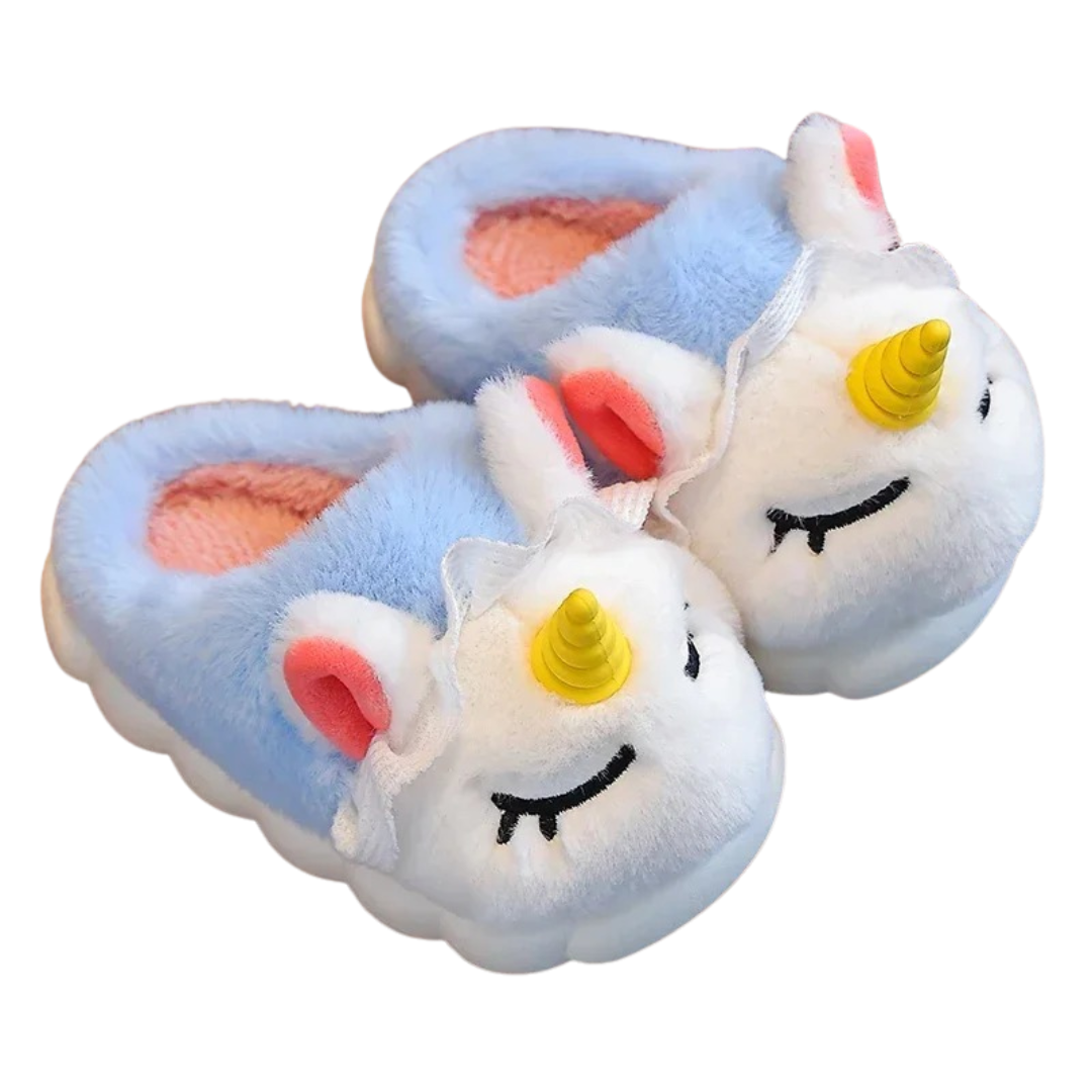 Chaussons en peluche licorne pour enfants