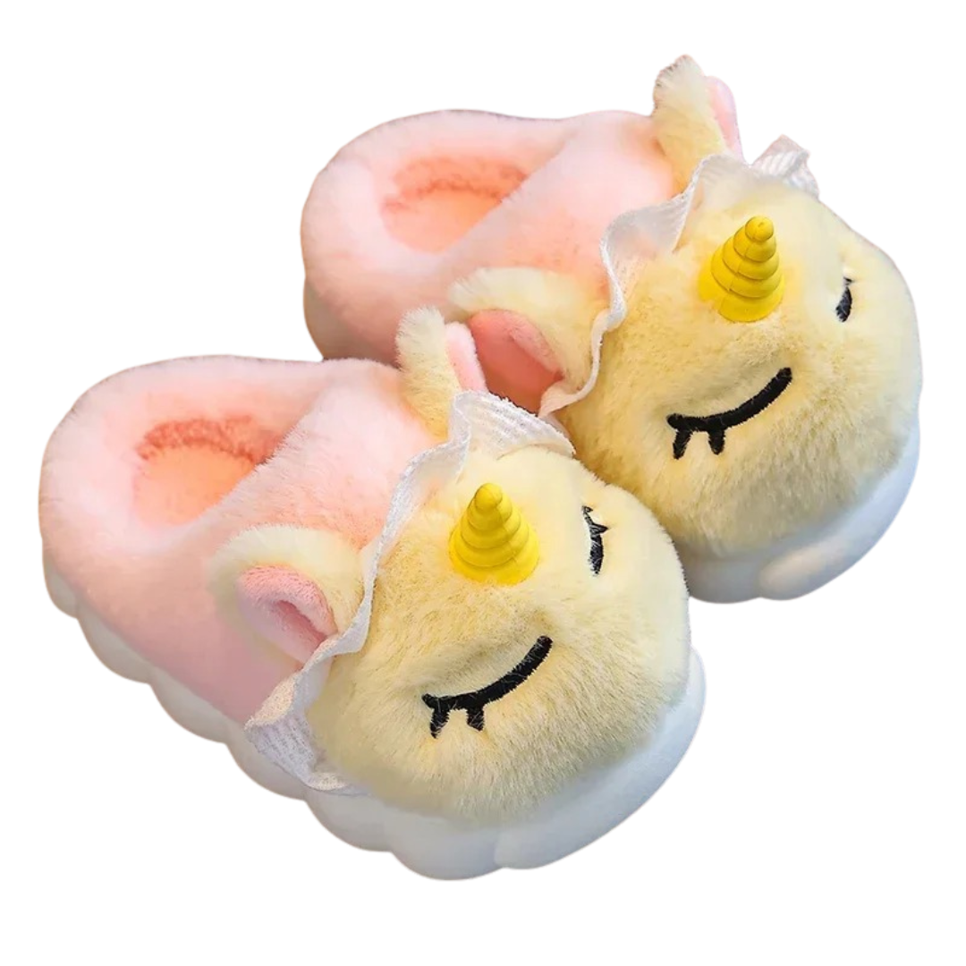 Chaussons en peluche licorne pour enfants
