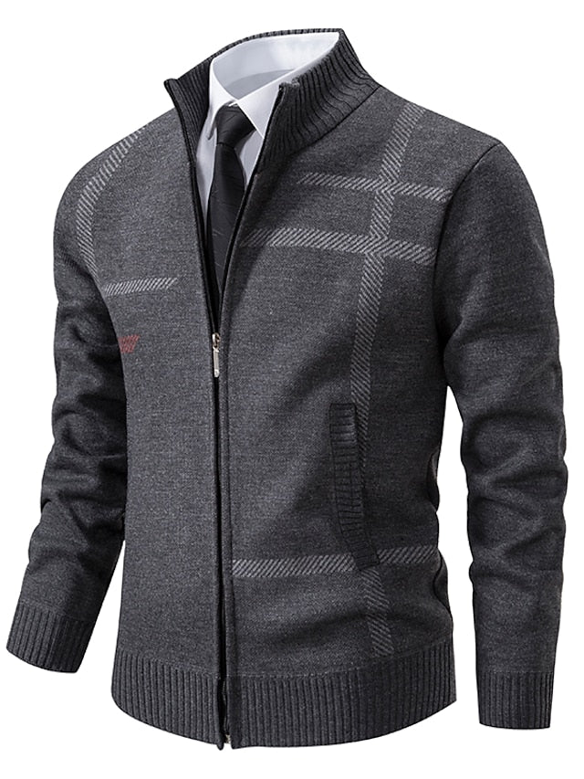 Pull pour homme à fermeture éclair en tricot doux élégant-1