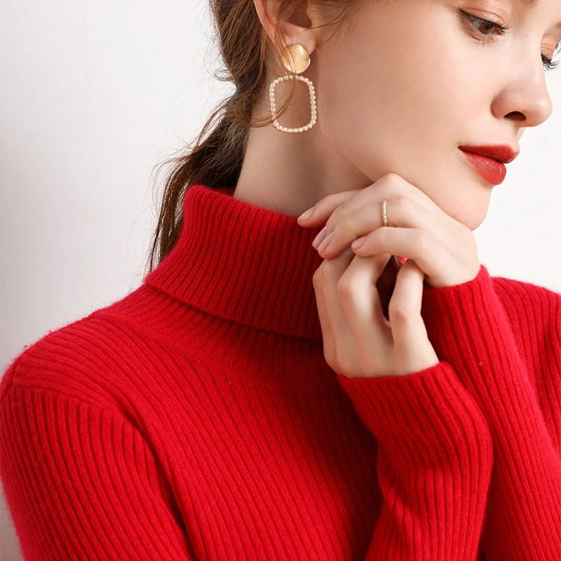 Pull à col roulé en cachemire pour femmes