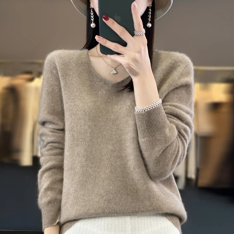Pull en laine à col en V pour femmes