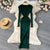 Robe crayon tricotée à manches longues pour femmes