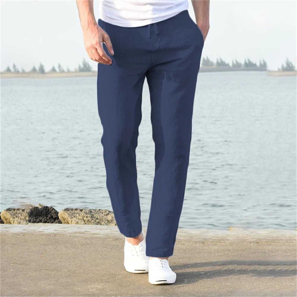 Pantalon homme en coton et lin