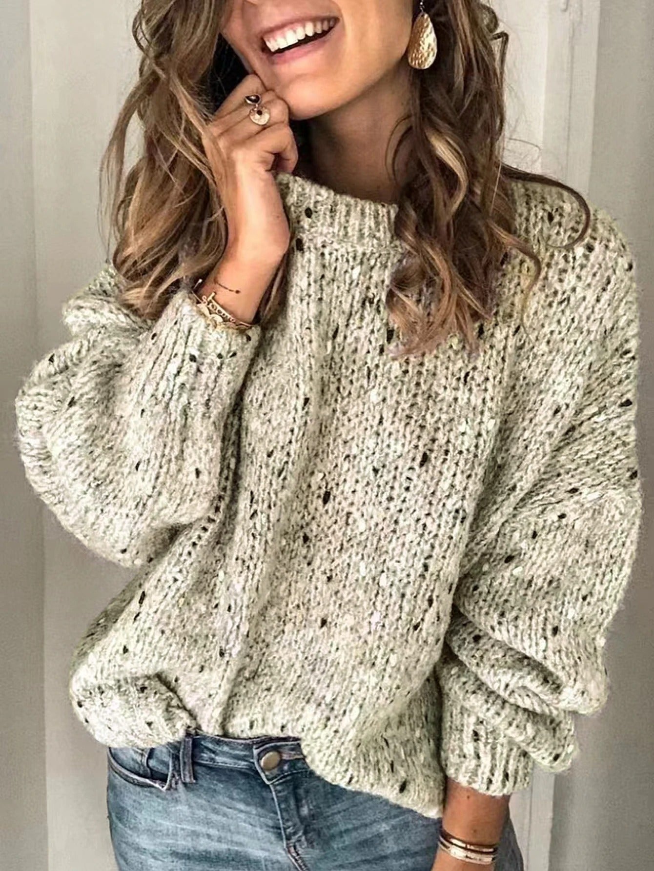 Pull en tricot à épaules tombantes pour femmes