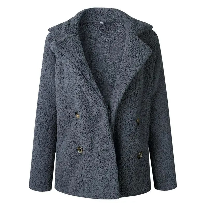 Manteau Teddy à double boutonnage pour femmes