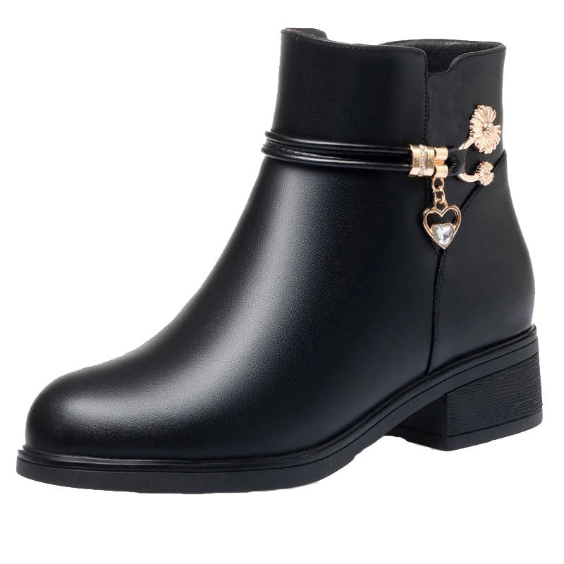 Bottes strass en cuir souple pour femmes