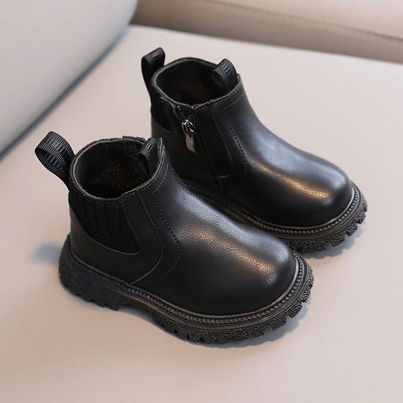 Bottes en cuir à fermeture éclair latérale pour enfants