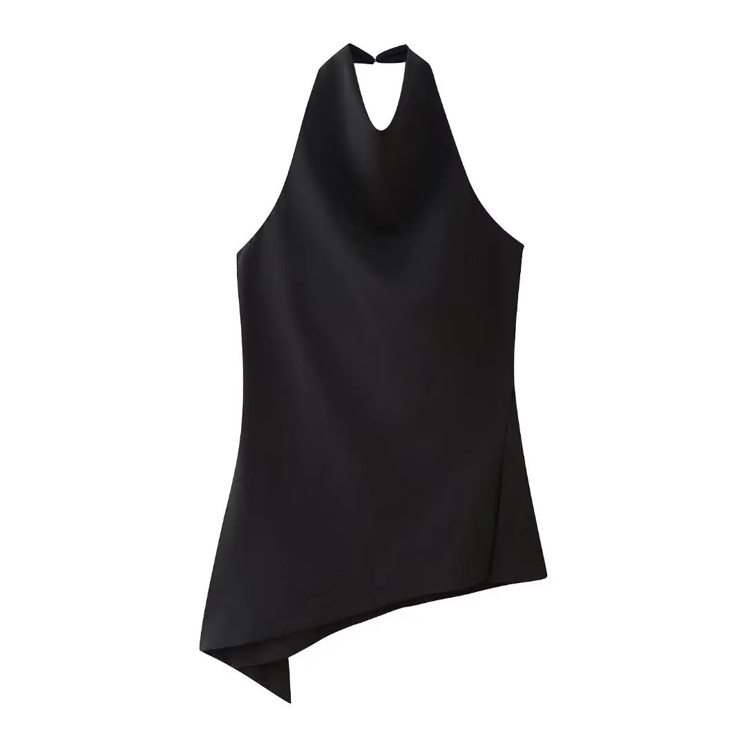 Ensemble Top dos nu et pantalon droit pour femmes