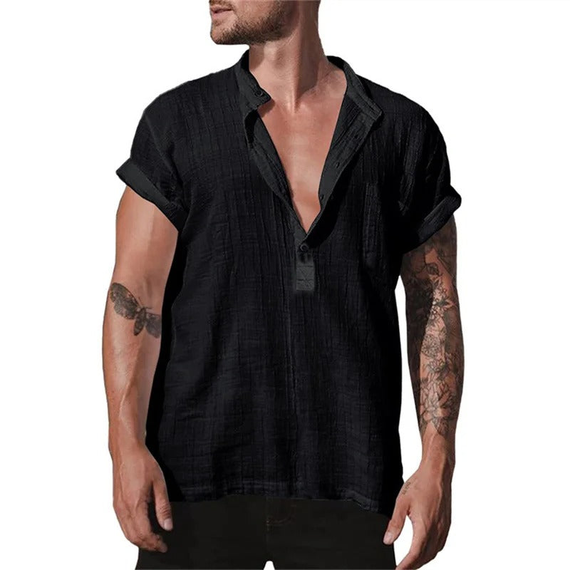Chemises en coton et lin pour hommes