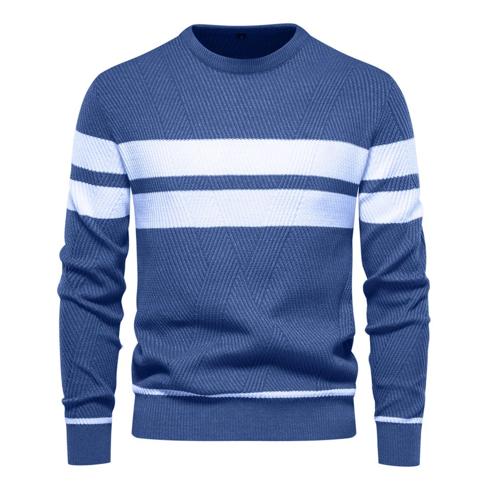 Pull-over patchwork à col rond pour hommes