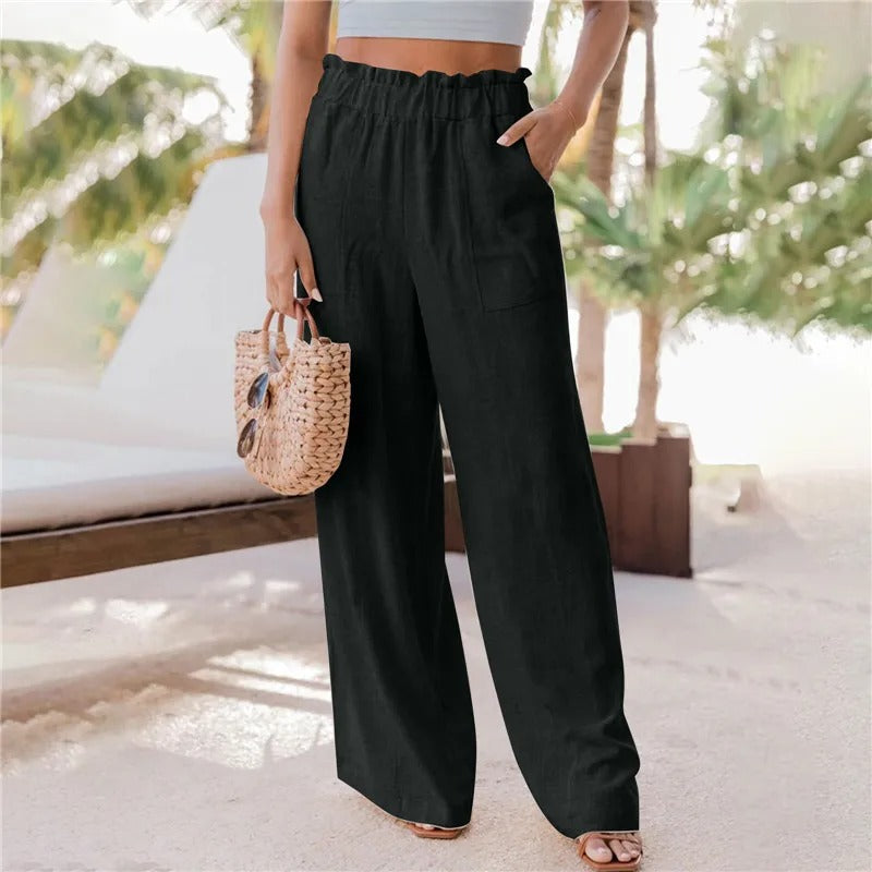 Pantalon large à volants pour femmes