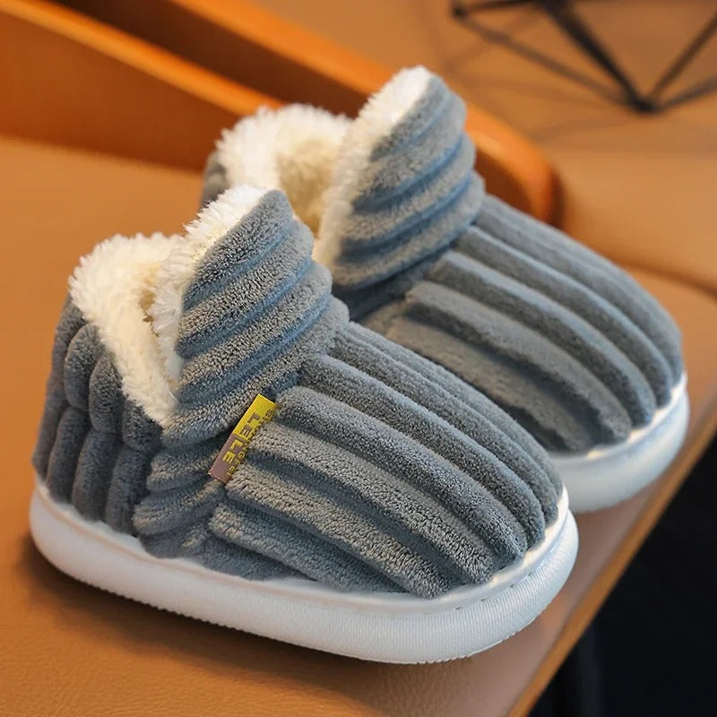 Chaussons en peluche antidérapants à semelle souple pour enfants