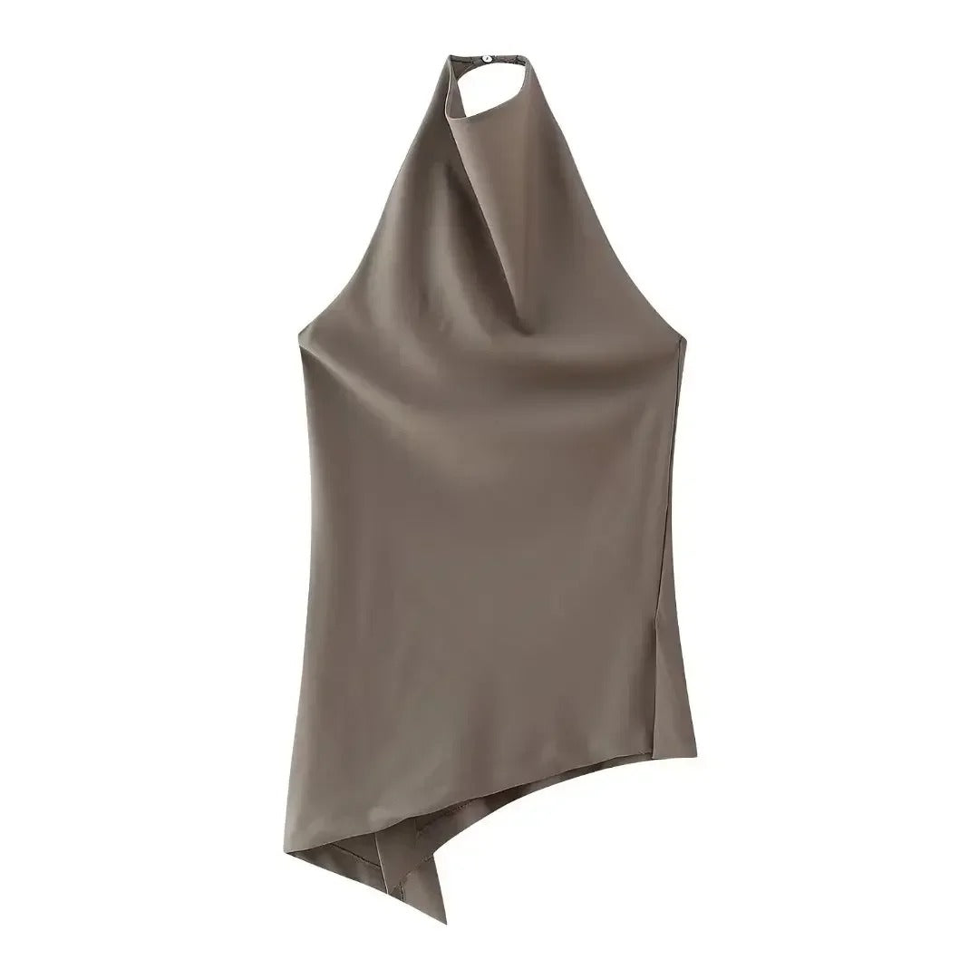 Ensemble Top dos nu et pantalon droit pour femmes