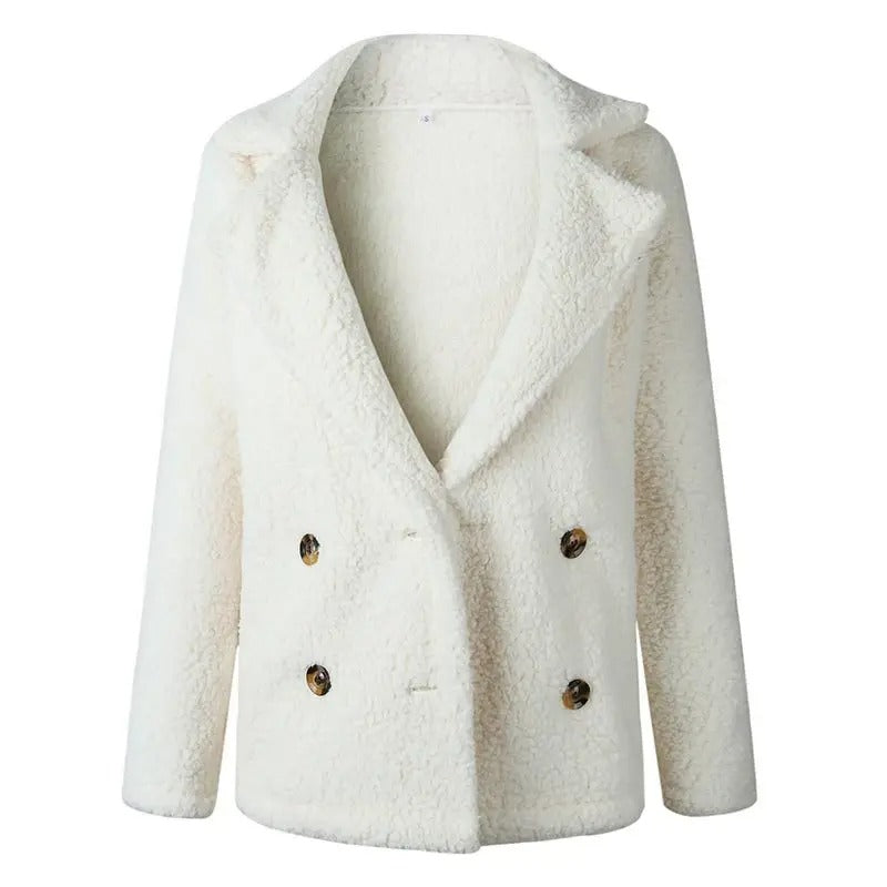 Manteau Teddy à double boutonnage pour femmes