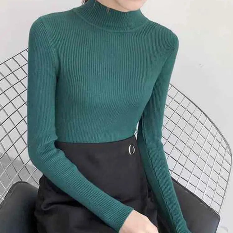 Pull en maille à col ras du cou pour femmes