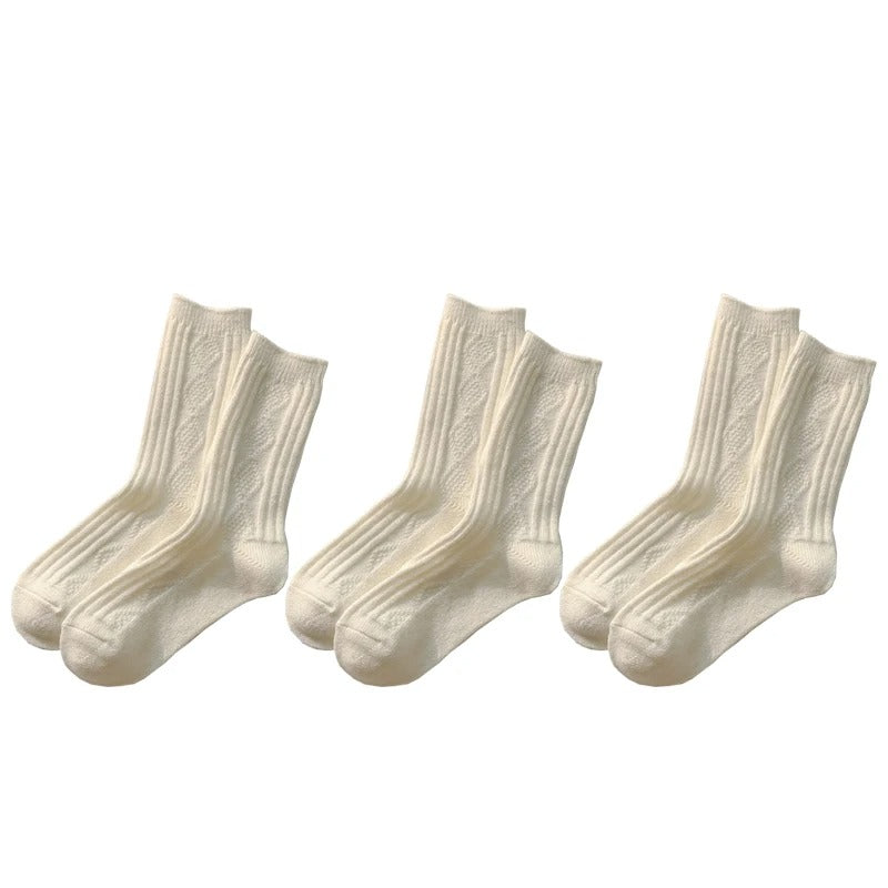 3 paires/ensemble Chaussettes en laine de cachemire pour femmes