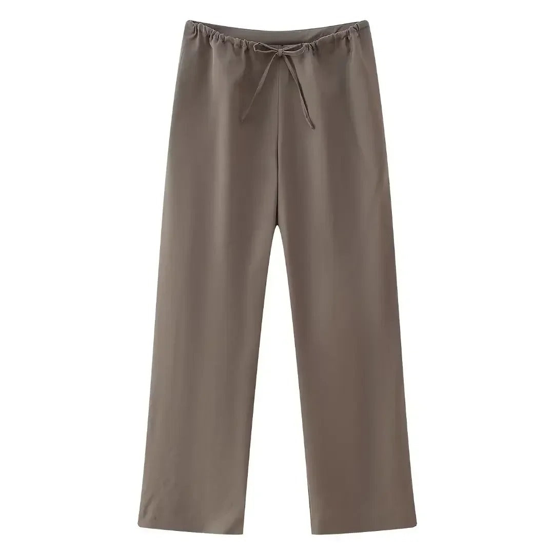 Ensemble Top dos nu et pantalon droit pour femmes