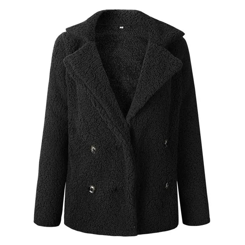 Manteau Teddy à double boutonnage pour femmes